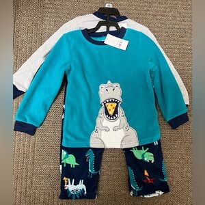 Carter's Toddler Boys Dinosaur Pajama Set 3-Piece Long Sleeve, Size 3T New